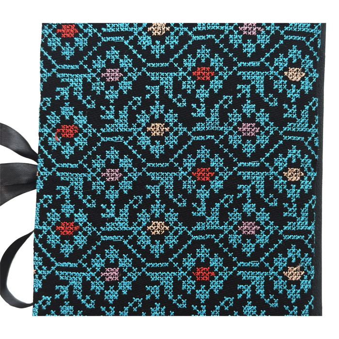 Blue Oasis Palestinian Geometric Stitching