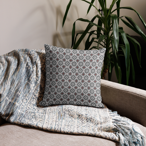 Geometric Elegance: Monochrome Mandala Patterned Throw Pillow