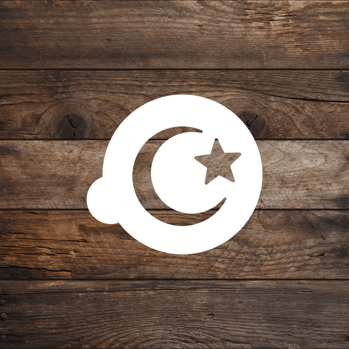 Crescent and Star Round Cookie Arabic Stencil