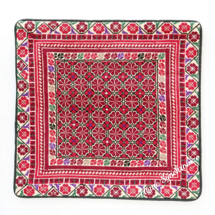 Pillow Cover Embroidered with Traditional Palestinian Patterns