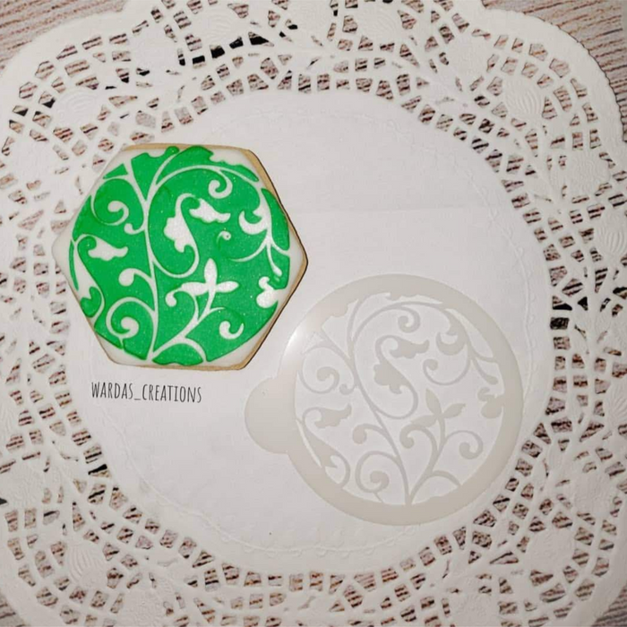Arabesque Design Round Cookie Stencil by Home Synchronize